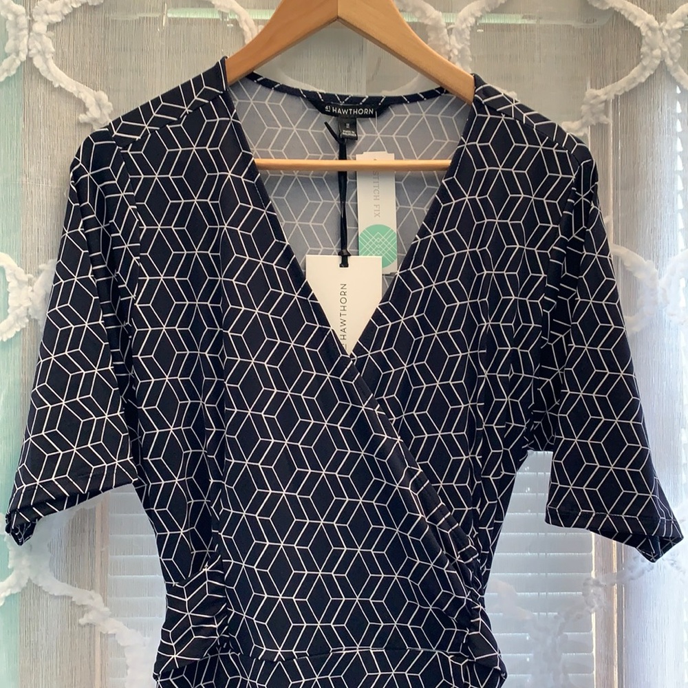 41 Hawthorne Kaitlyn Surplice Dress Navy 1X
